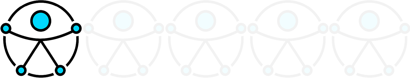 Icone circular preto e azul representando acessibilidade. Símbolo Internacional de Acessibilidade, criado pela ONU em 2015.