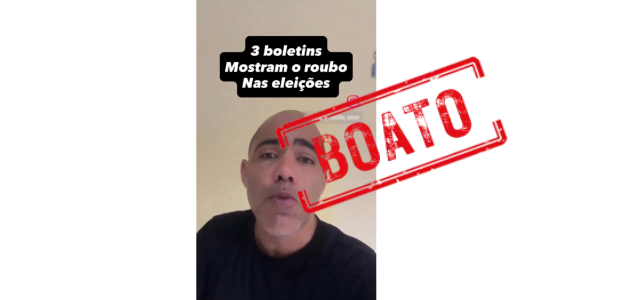 Soma de três boletins de urna não comprova fraude na eleição presidencial em Teixeira de Freitas (BA)