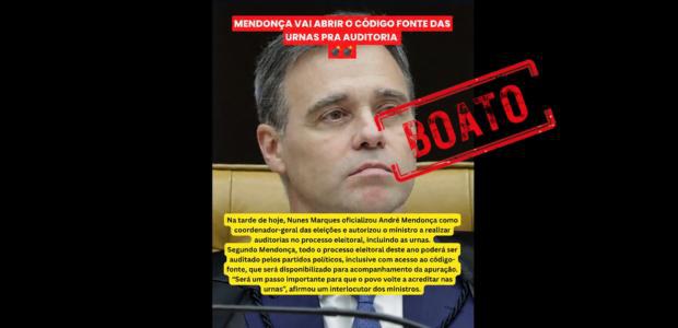 Abertura do código-fonte é realizada desde 2002; ato não é responsabilidade direta do ministro André Mendonça