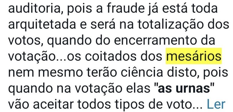 Mensagem que anunciava revelação de esquema de fraude nas urnas por ex-deputado é falsa