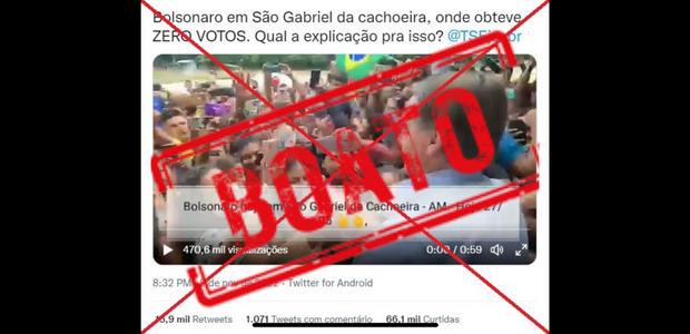 Não é verdade que Bolsonaro não teve votos em São Gabriel da Cachoeira (AM)