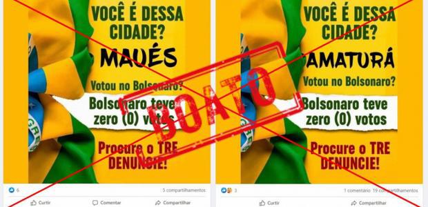 São falsas as imagens afirmando que candidato à Presidência não recebeu votos em 12 municípios do Amazonas