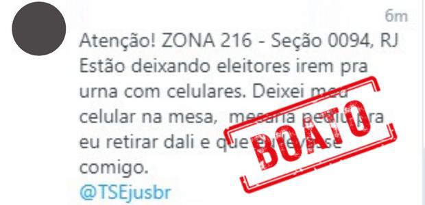 TRE-RJ esclarece que é falsa informação que mesária teria orientado eleitora a entrar na cabine de votação com celular