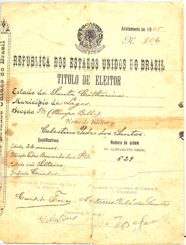 3º título eleitoral - 1904