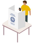 Celular, câmera, filmadora, rádio-comunicador na cabina de votação.